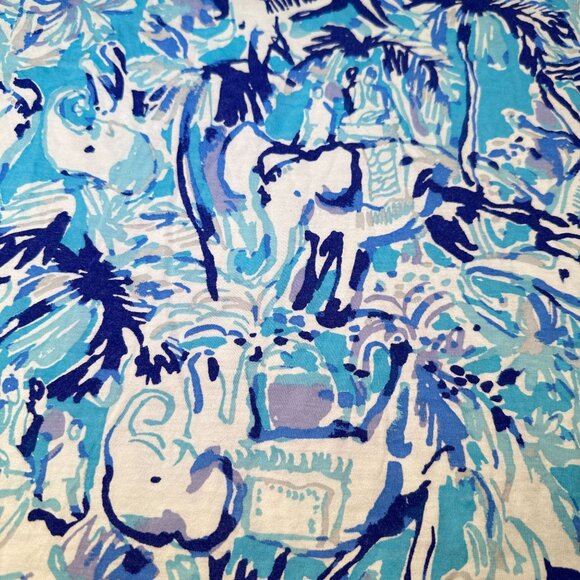 Lilly Pulitzer Blouse Womens Elephant Lula Ruffle Sleeve Top Resort Tropical - Picture 6 of 16